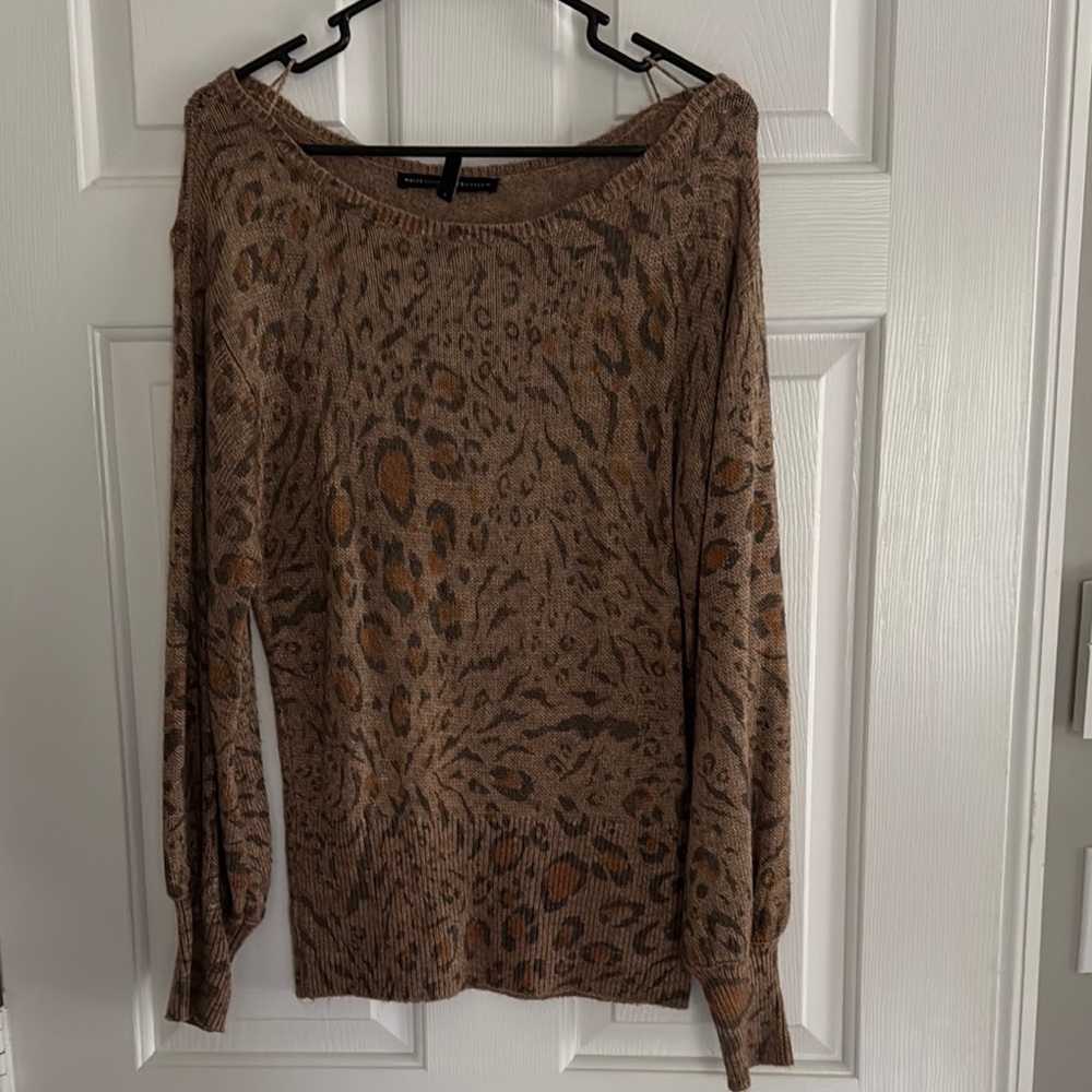 White House Black Market Animal Print Knit Top